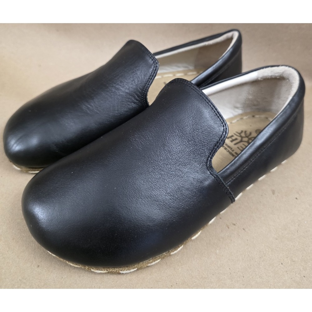 Earth Harmony (Sz 38) EH Barefoot Slip-On Shoes BLACK Leather Grounding